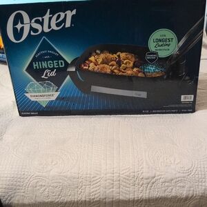 Oster Black Electric Skillet with Hinged Lid